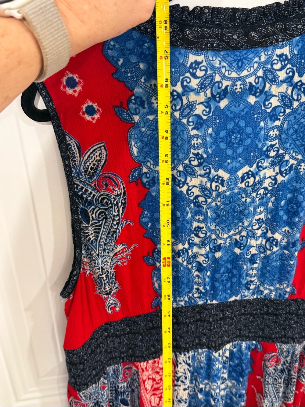 Bila Red & Blue Paisley V-Neck Maxi Dress XL - Picture 9 of 9